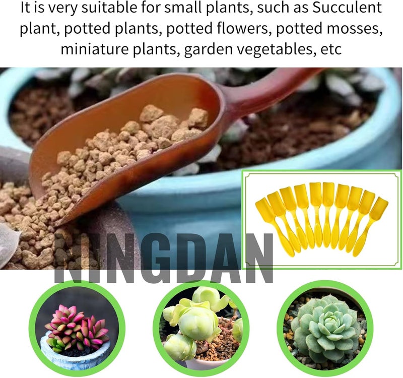 NINGDAN 10Pcs Mini Shovel,Plastic Mini Gardening Shovel Spoons Soil Scoops,Cultivation Digging Transplanting Tools for Succulents Potted Flowers,Milk Powder/Coffee Beans Scoops (All Yellow) - Image 3